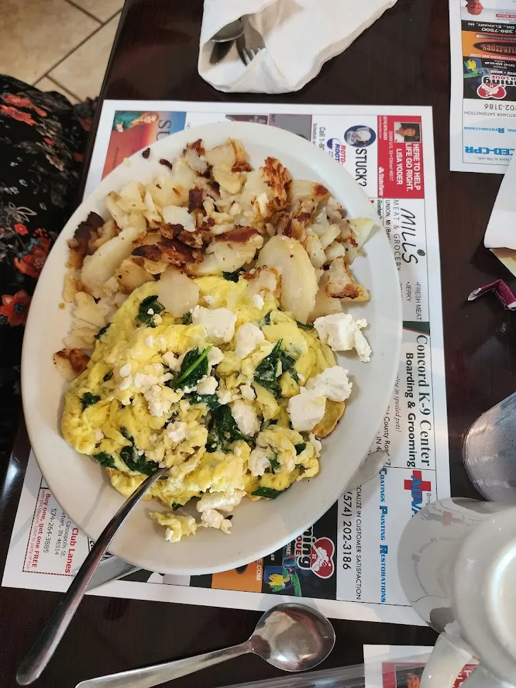 Scrambled Eggs Add Spinach and Feta